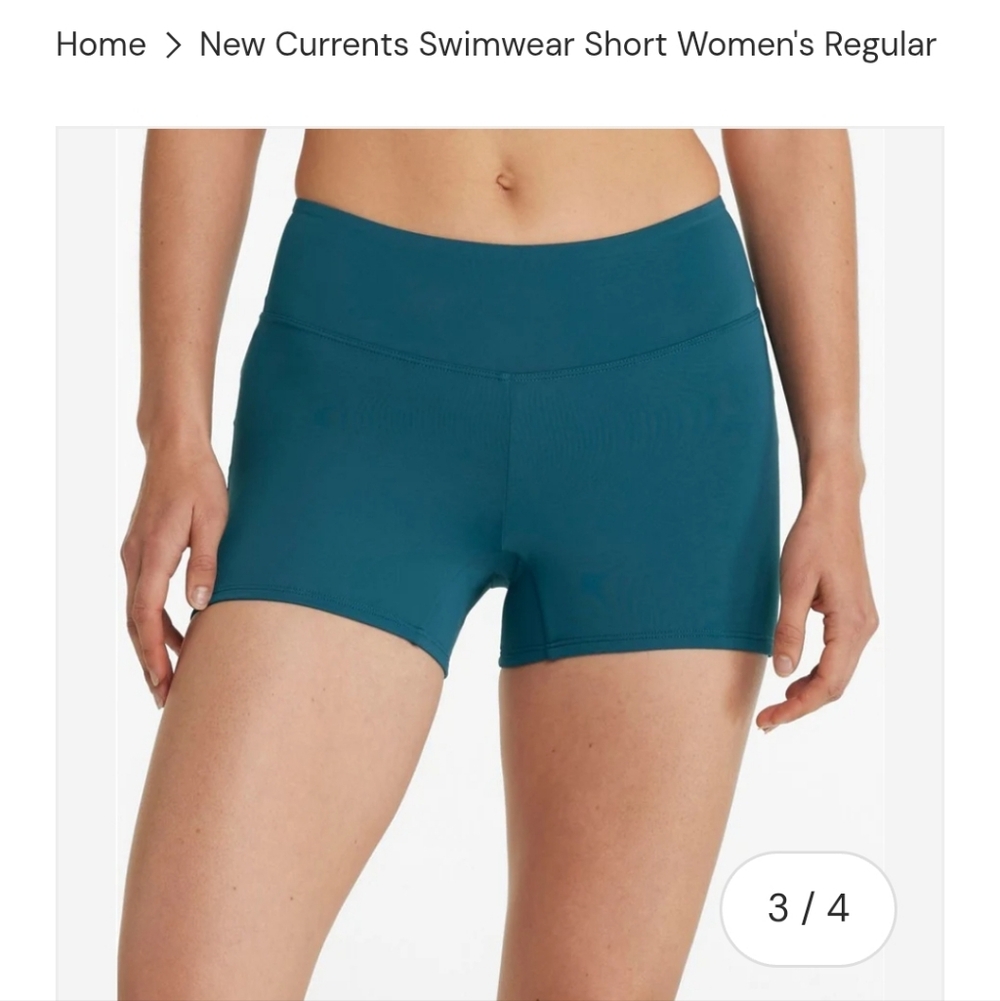 L.L. Bean Women's New Currents Swimwear, Swim Shorts 16 Reg Deep Water Blue New